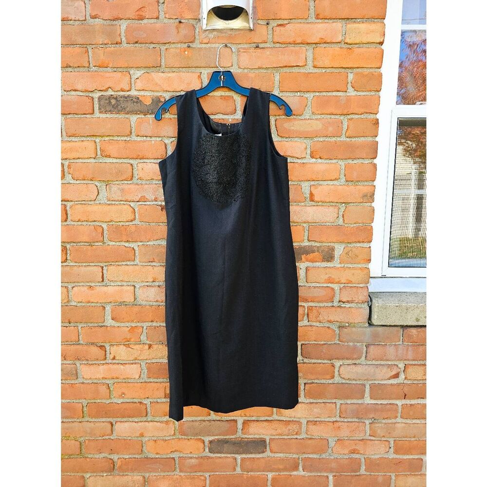 New Vintage Oleg Cassini Black Sheath Dress Size 12 | Made in Colombia